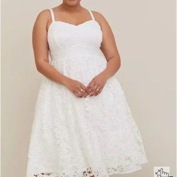 Torrid White Lace Midi Dress - Picture 1 of 9